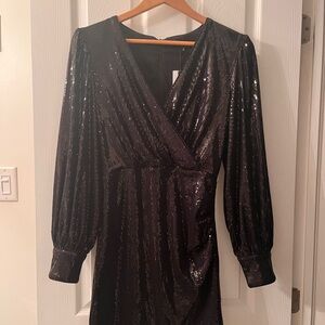 Dynamite: Roxy Black Sequin Long Sleeve Dress